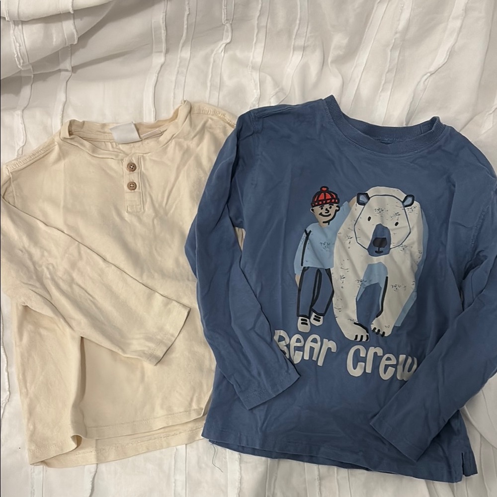 Zara Bundle- Henley and Bear Crew Kids Long Sleeve Shirt - Blue